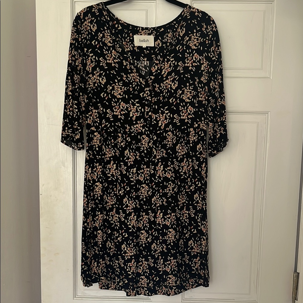 Ba&sh Floral Black Mini Dress US size 2